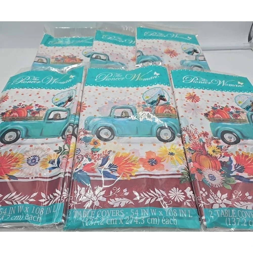 Pioneer Woman Harvest Thanksgiving 54 in w x 108 in. L Dog Plastic Table Covers